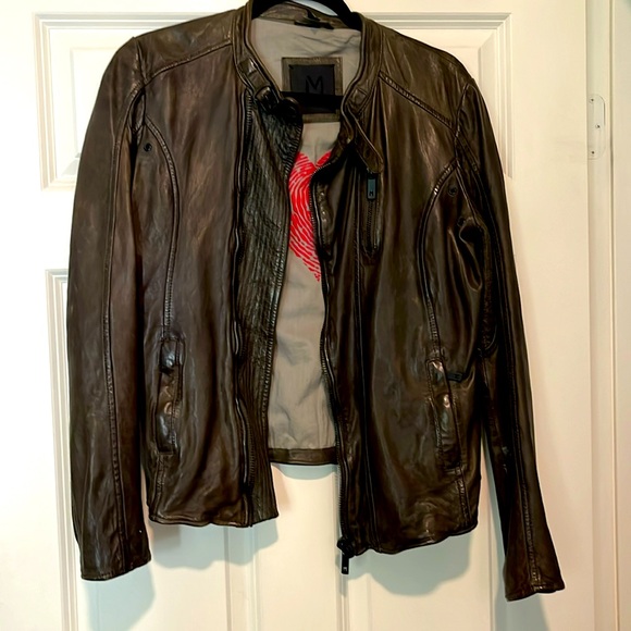 Mauritius dark khaki green leather jacket. - Picture 1 of 8